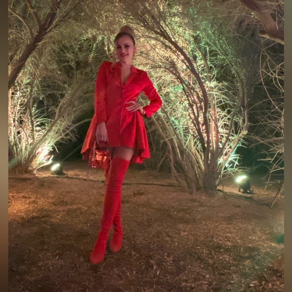 House of CB, 'Simoneta' Red satin tailored jacket dress, Size XS - Picture 6 of 11